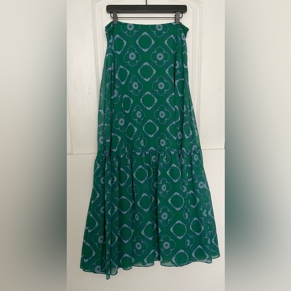$410 ALEXIS Meadow maxi skirt tie-dye shibori chiffon emerald green M - Picture 3 of 13